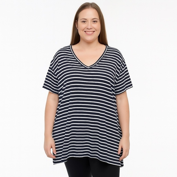 Ava & Viv Tops - Ava & Viv Pajama Dress Black & White Stripes Size 2X